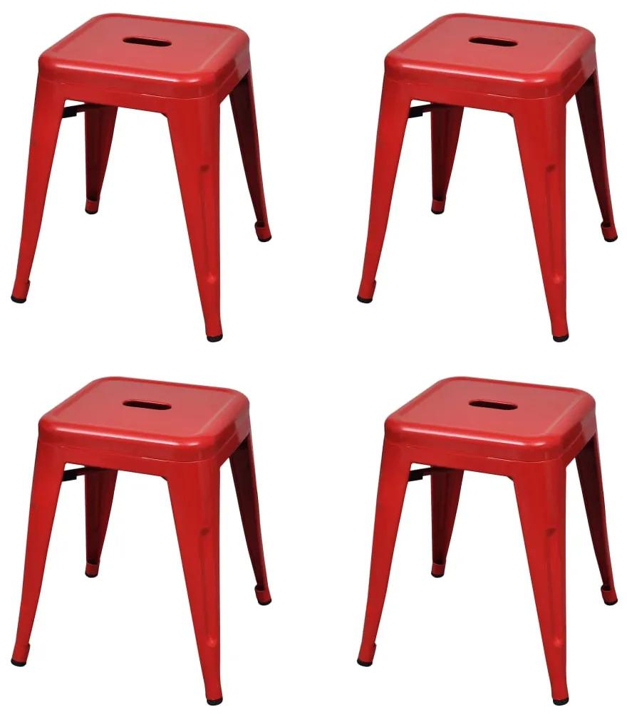 vidaXL Stohovateľné stoličky 4 ks, červené, oceľ