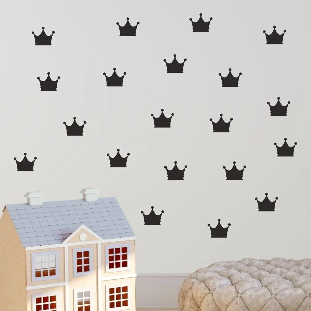 Sada čiernych samolepiek na stenu North Carolina Scandinavian Home Decors Crown