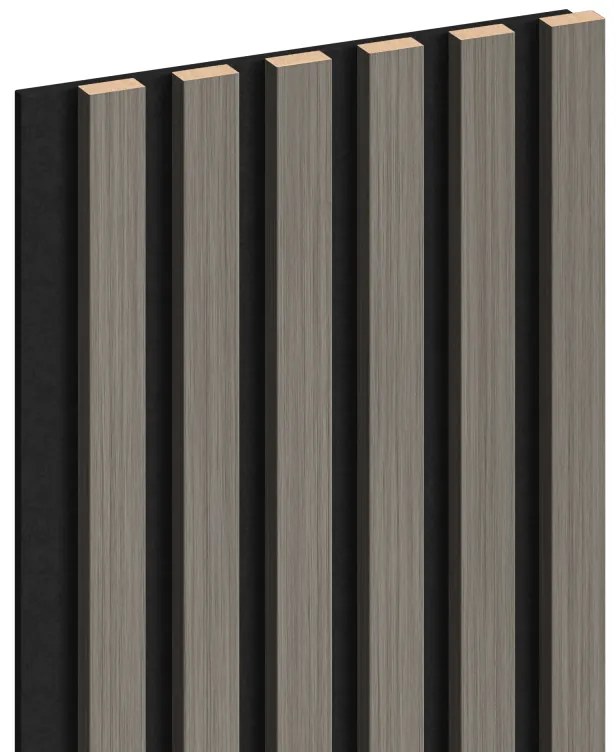 Mexen Lam-F, akustické stenové lamely 275 × 30 cm, plstený podklad 8 mm, technická dyha, dub oceľový, S105-275307-3015-006