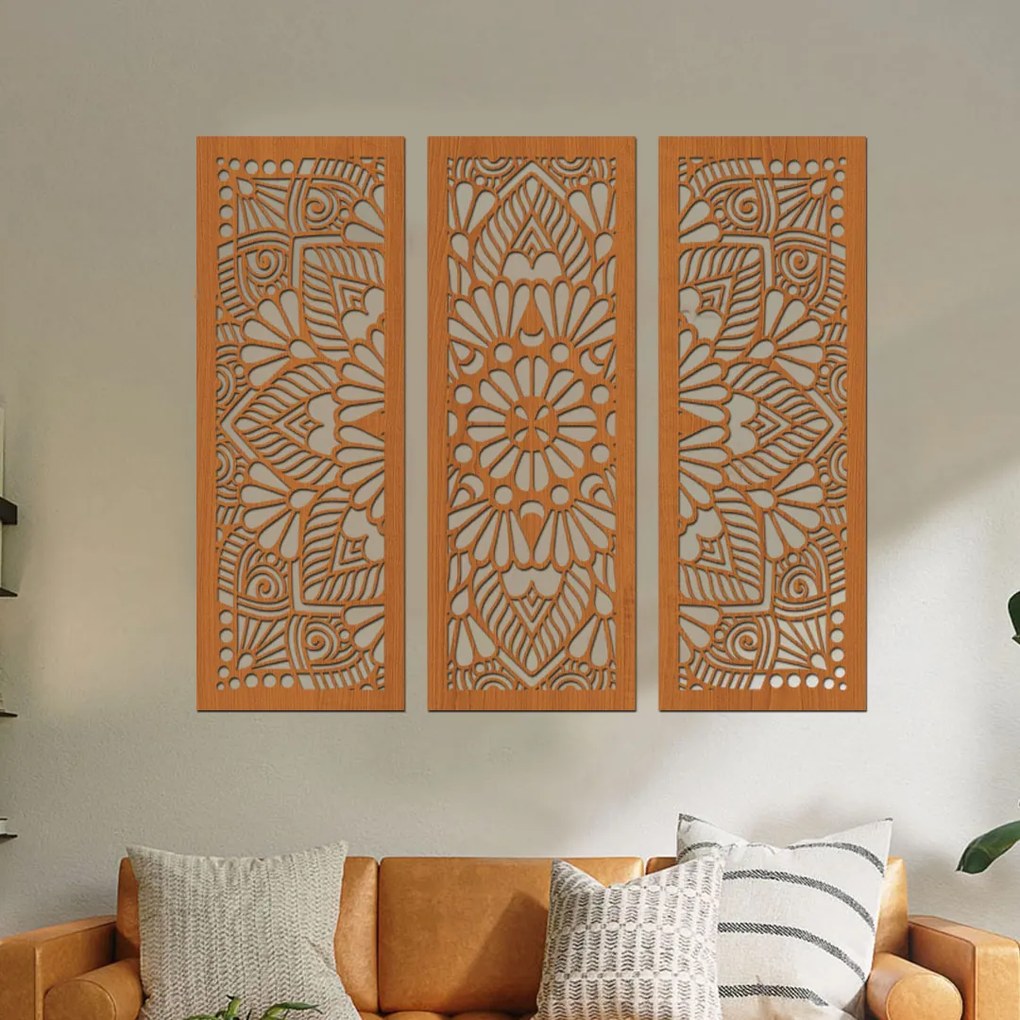 drevo zivota Drevená 3dielna mandala QUADRO Farebný vzor: Buk, Veľkosť viacdielov: 72x60