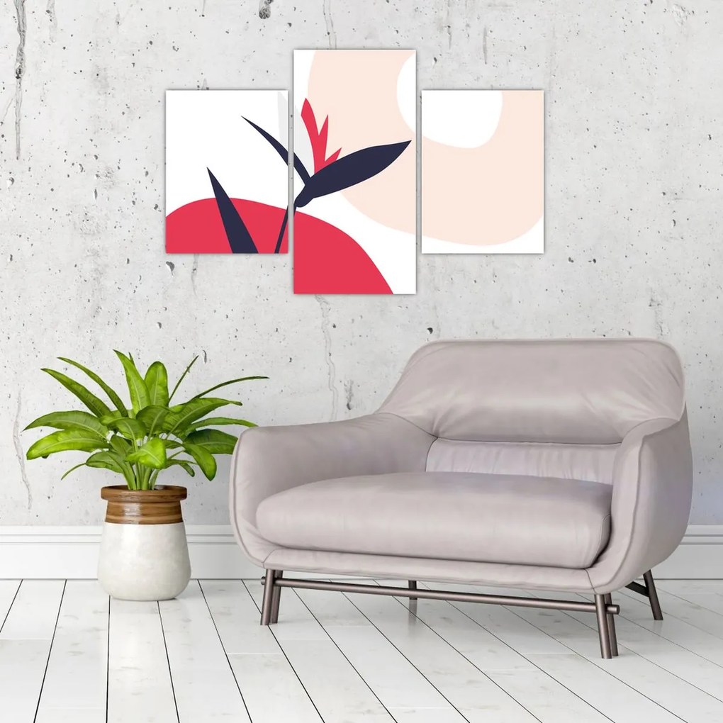 Obraz - Ružová florálna abstrakcia N⁰1 (90x60 cm)