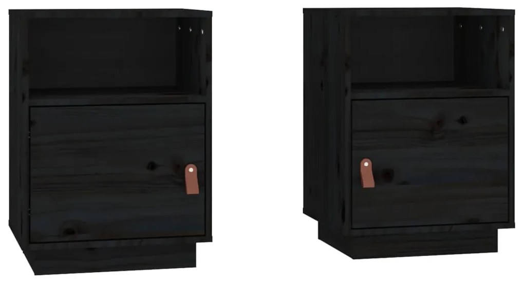 vidaXL Nočné stolíky 2 ks čierne 40x34x55 cm borovicový masív