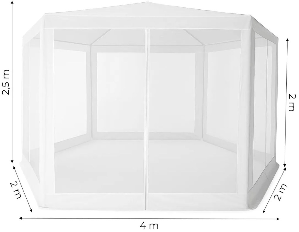 Záhradný pavilónový altánok, s moskytiérou, biely, MultiGarden