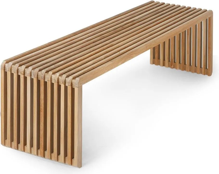 Prírodná drevená teaková lamelová lavica Slatted L - 160*43*45 cm