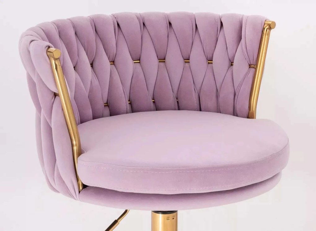 LuxuryForm DESIGN Stolička LYON VELUR na zlatom tanieri - levanduľa