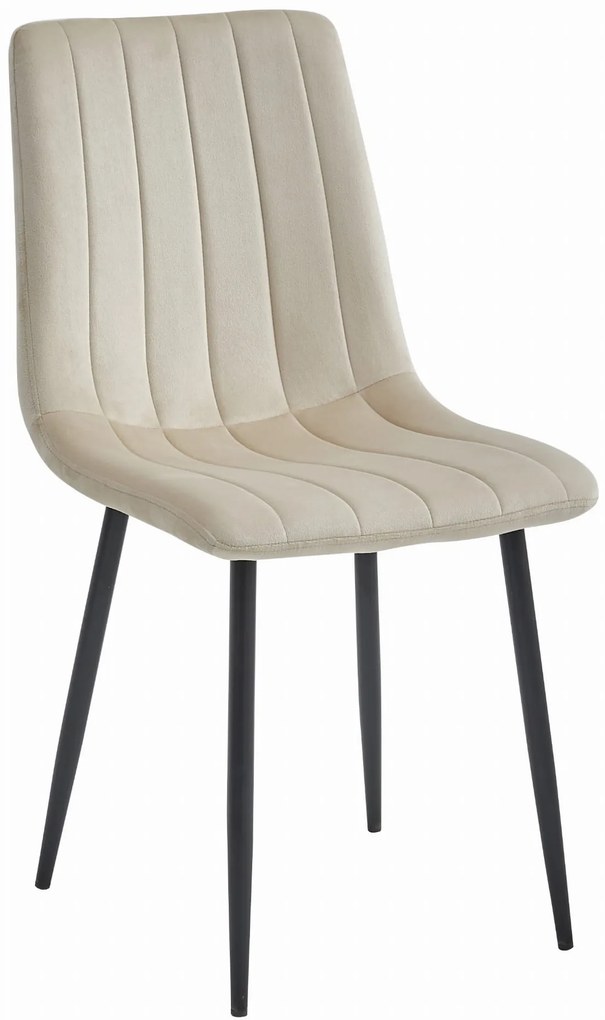 Béžová zamatová stolička LAVA s čiernymi nohami