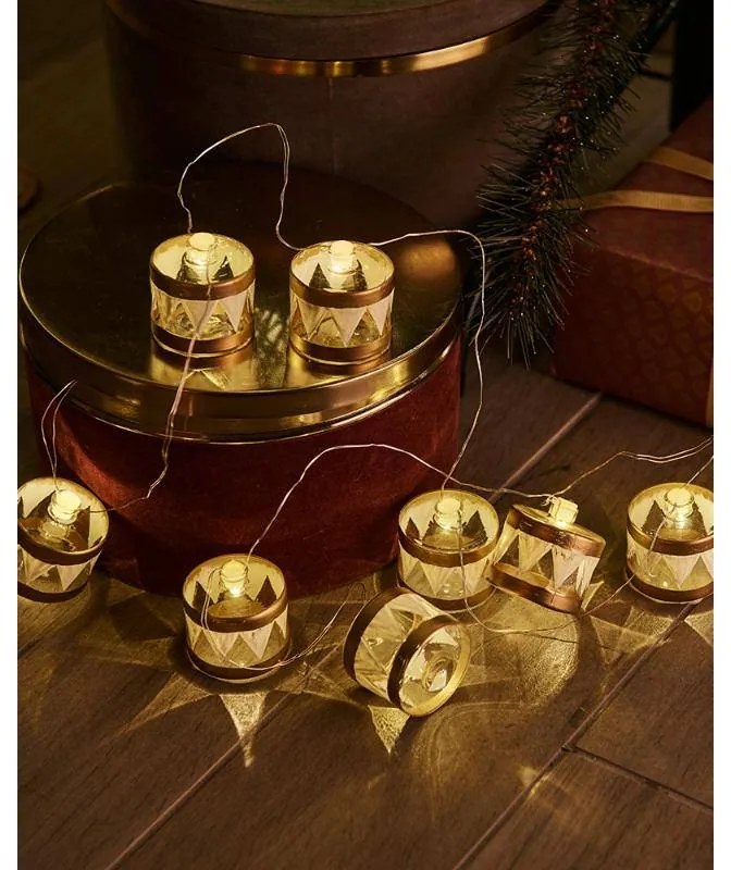 SIRIUS LED dekorativní řetěz, zlaté bubínky, 1,5m