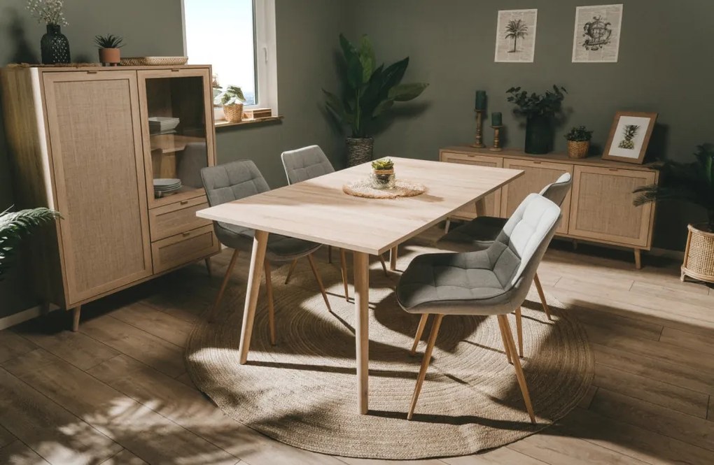 Vysoká skrinka s presklením Bali, dub sonoma/výplet