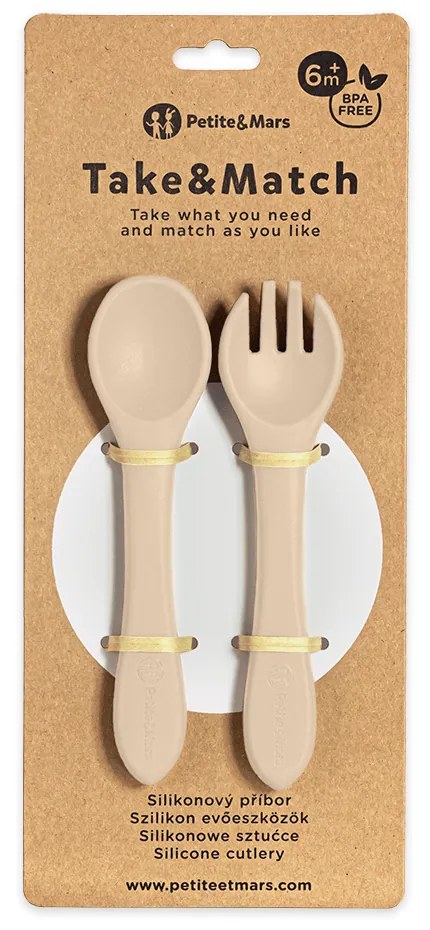 Príbor silikónový TAKE&MATCH Desert Sand 6m+