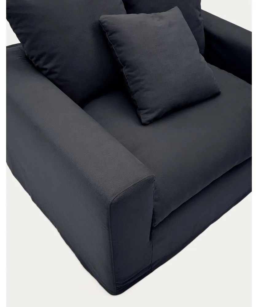 Antracitové ľanové kreslo Nora – Kave Home