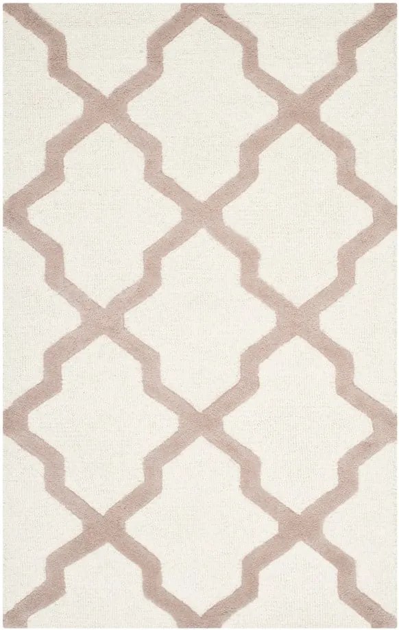 Vlnený koberec Ava White Beige, 91x152 cm
