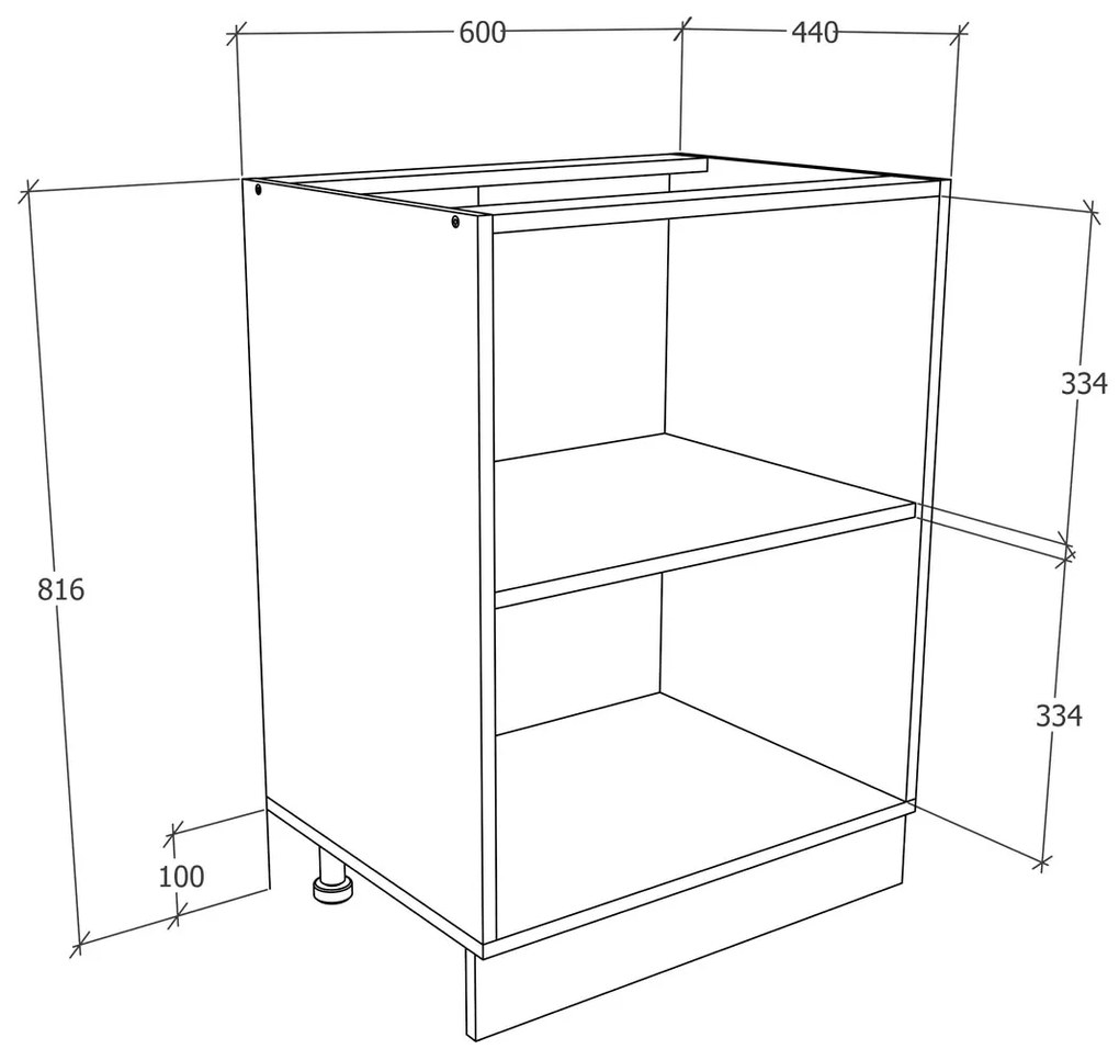 VCM Dolná kuchynská skrinka Esilo, 2 dvierka, 60 cm, biela