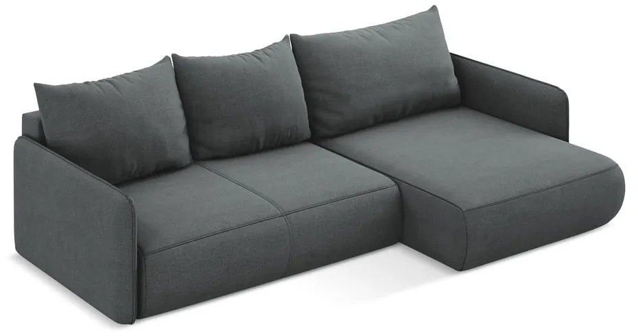 Sivá rozkladacia/s úložným priestorom rohová pohovka (pravý roh) Nanea – Makamii