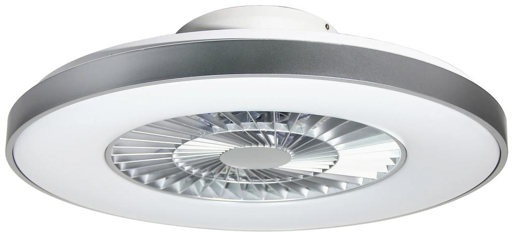 RABALUX Stropný ventilátor s LED osvetlením DALFON, 40W, teplá-studená biela, biely, strieborný, 60cm, okrúh