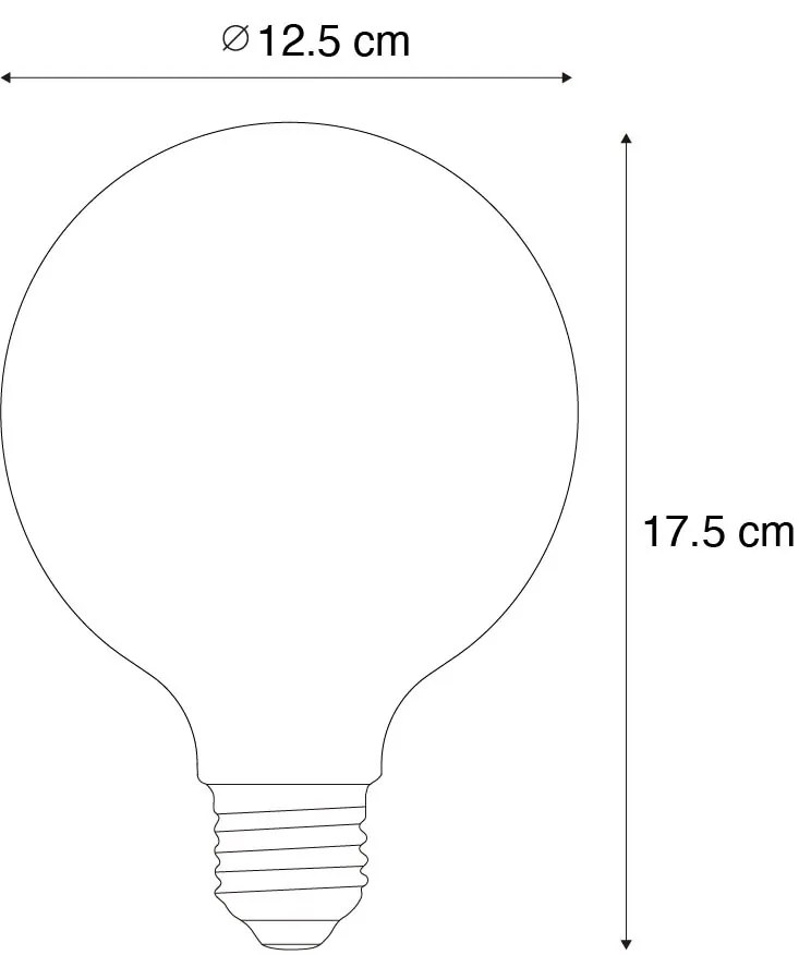 Sada 5 E27 stmievateľných LED žiaroviek so špirálovým vláknom zlatých G125 4W 270LM 2700K
