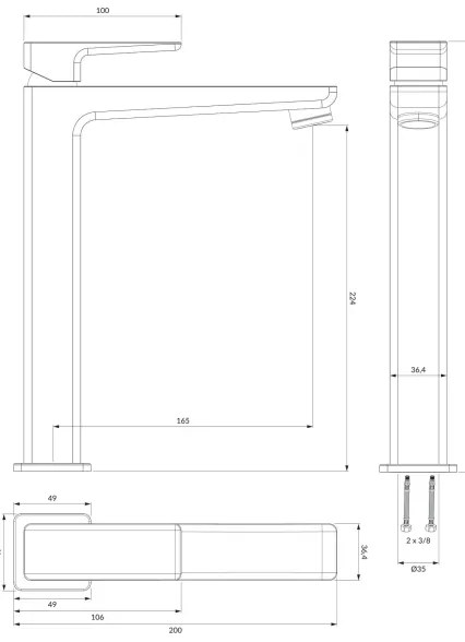 OMNIRES PM7412BL - Umývadlová batéria PARMA 27,3 cm matná čierna