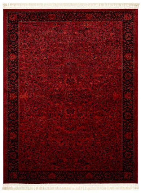 Koberec ORIENT 5125 so strapcami / rám, orientálny / klasický, bordový / čierny