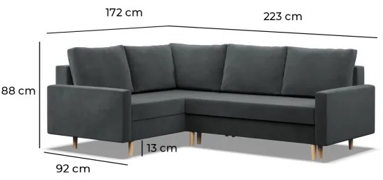 Rohová rozkladacia sedačka BLANK Comfort ľavá, hnedá