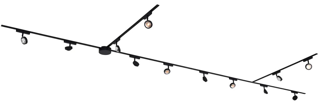 Moderný koľajnicový systém s 12 čiernymi bodovými svetlami 1-fázový - Magnetic Lance