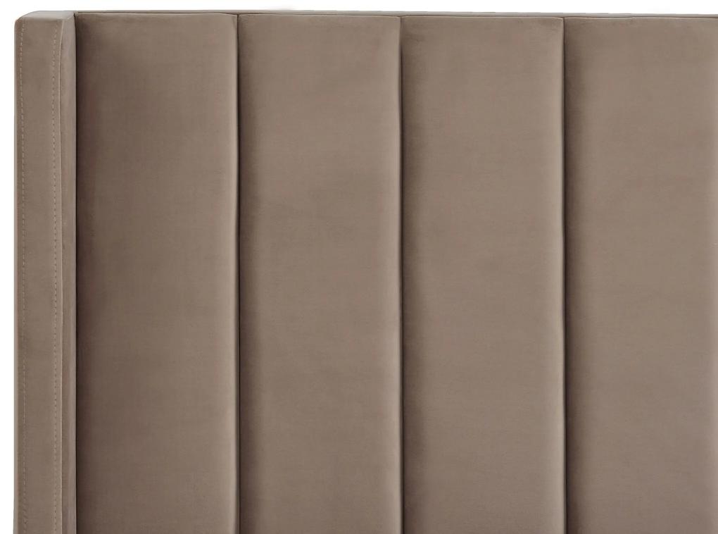 Zamatová posteľ 140 x 200 cm sivobéžová VILLETTE Beliani