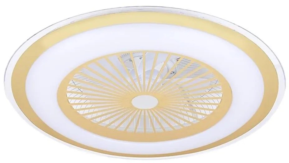LED Stmievateľné stropné svietidlo s ventilátorom ZEPHYR LED/48W/230V zlatá + DO