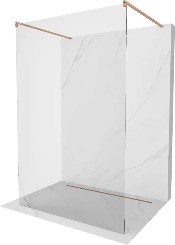 Mexen Kioto, sprchová zástena Walk-In 115 x 200 cm, 8mm číre sklo, medený matný profil, 800-115-002-65-00