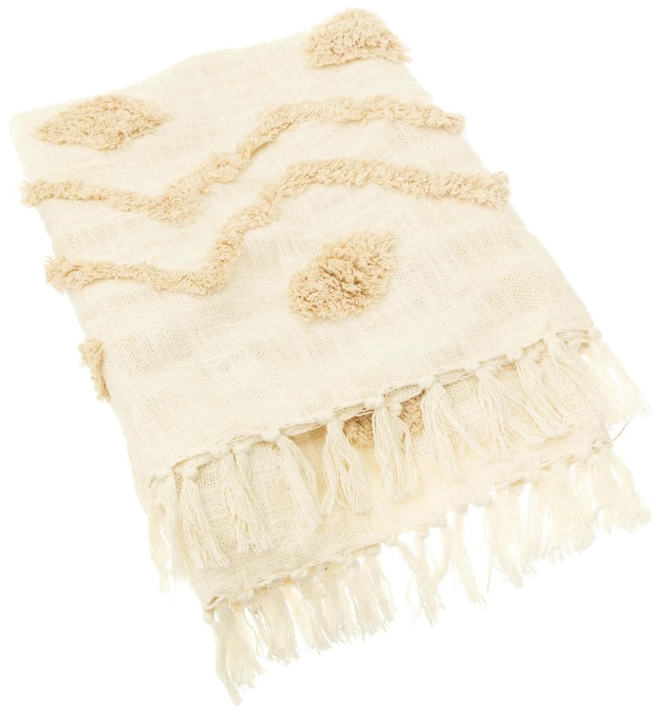 sass & belle Bavlnený prehoz Blanca Tufted Zigzag 120 x 153 cm