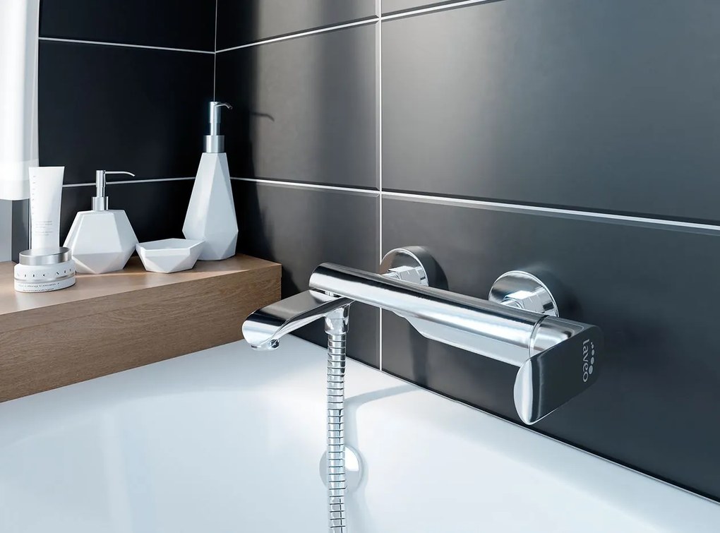 Laveo Alea, nástenná vaňová batéria 150mm, chrómová, LAV-BLE_01FD