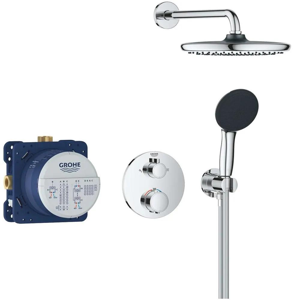 GROHE Precision Thermostat sprchový systém pod omietku s termostatom, horná sprcha 1jet EcoJoy priemer 250 mm, ručná sprcha 2jet, chróm, 34883000