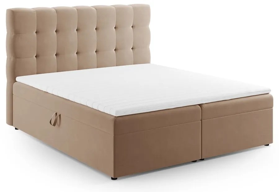 Svetlohnedá boxspring posteľ s úložným priestorom 160x200 cm Bali – Cosmopolitan Design