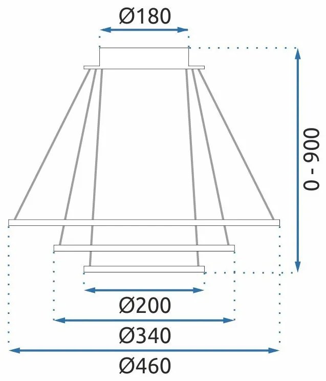 Toolight Toolight, LED stropné svietidlo 46cm, 100W, G042-3CP, zlatá lesklá, OSW-06309