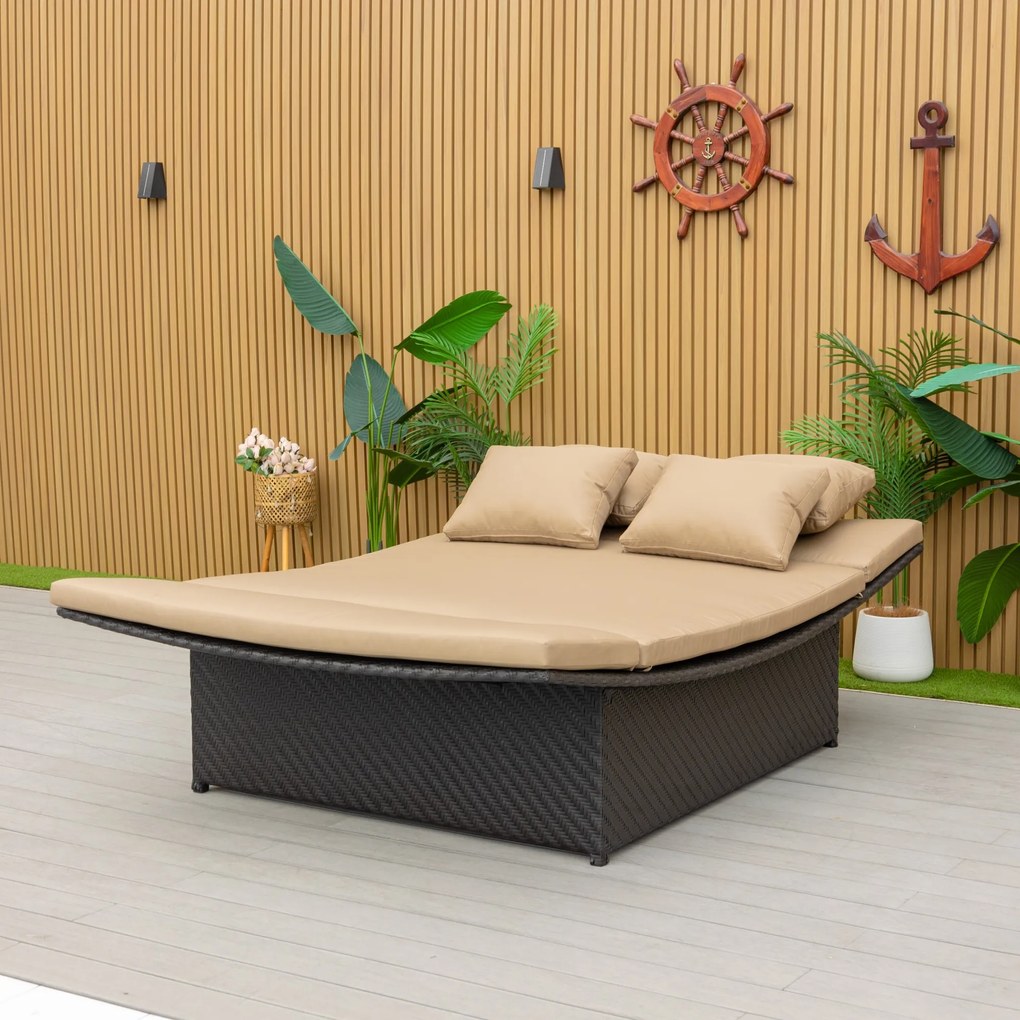 Záhradný ratanový gauč Rivera tmavohnedý