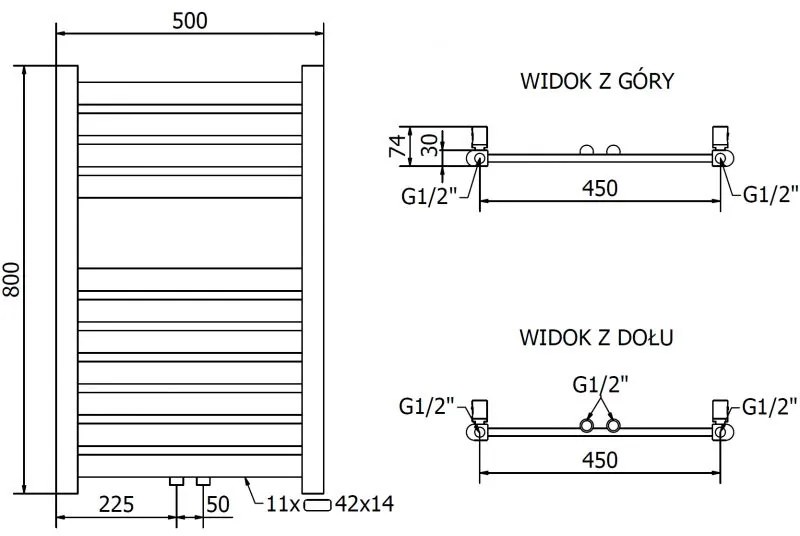 Mexen Uran, elektrické vykurovacie teleso 800x500 mm + vykurovacia tyč 300 W, zlatá lesklá, W105-0800-500-2300-50