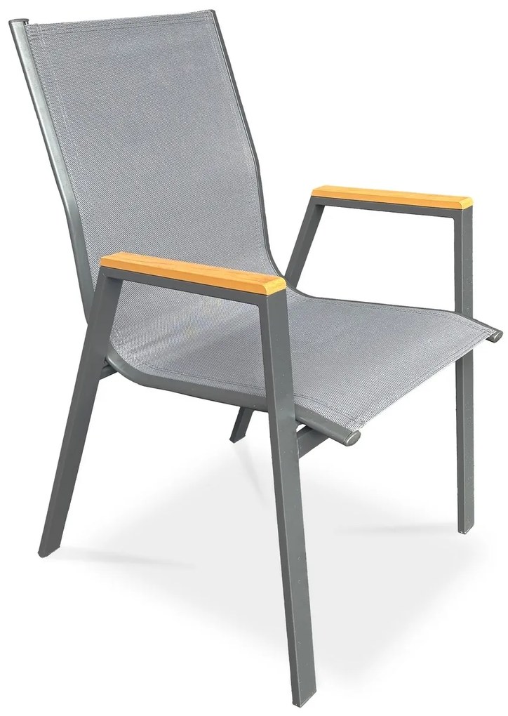 Autronic Záhradná stolička, kov, textil, sivá, AZC-S1050 GREY
