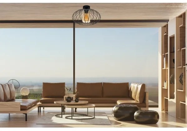 Prisadený luster CORRINI 1xE27/60W/230V pr. 34 cm čierna/béžová