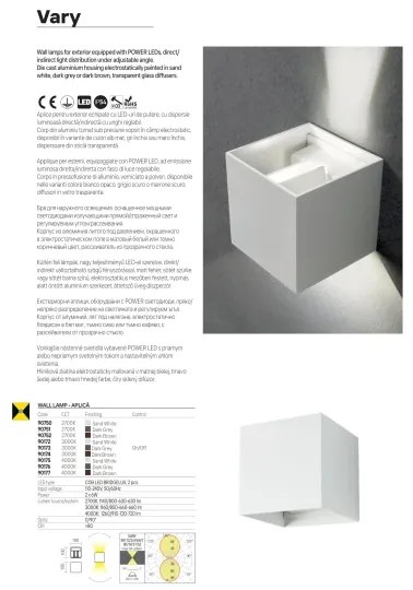 Redo 90294 - LED zunanja stenska svetilka VARY 2xLED/10W/230V 3000K IP54 bela