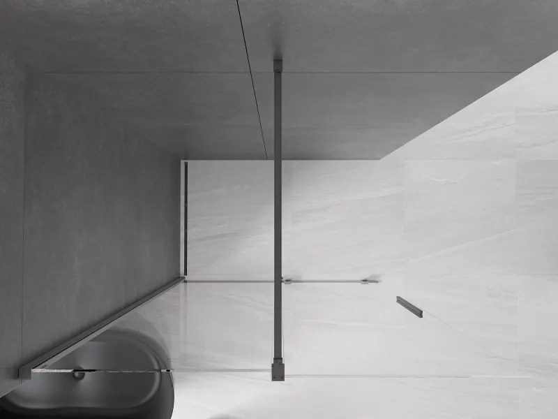 Mexen Velar, sprchová zástena s posuvnými dverami Walk-in 130 x 200 cm, 8mm číre sklo, grafitová, 871-130-000-03-95