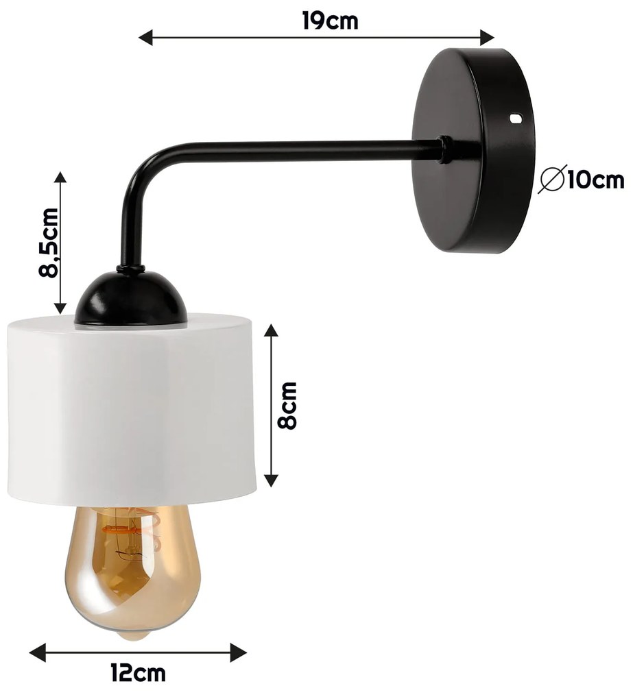 BERGE Nástenná lampa 1x E27 HRNČEK BIELA