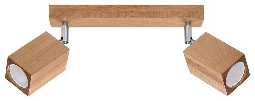 Bodové svietidlo Keke, 2x drevené tienidlo, (možnosť polohovania)