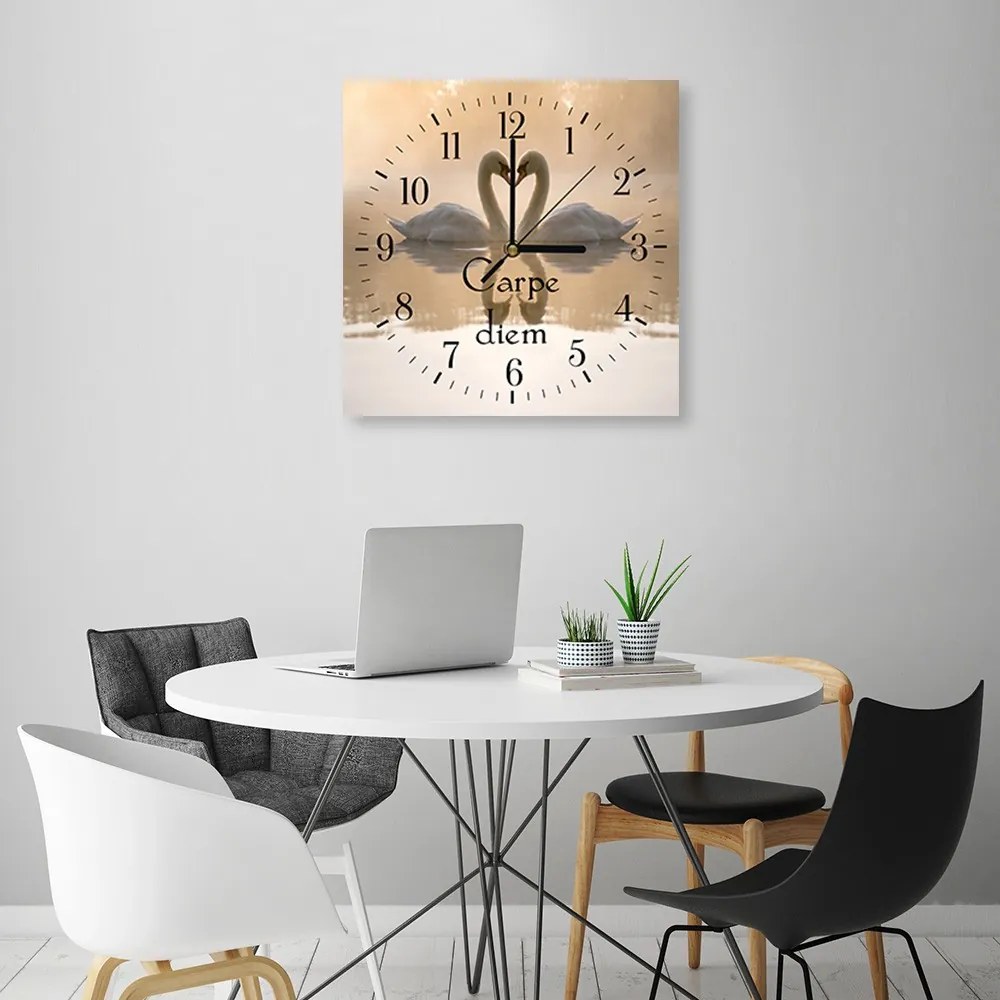 Gario Hodiny na stenu Zamilované labute Rozmery: 60 x 60 cm