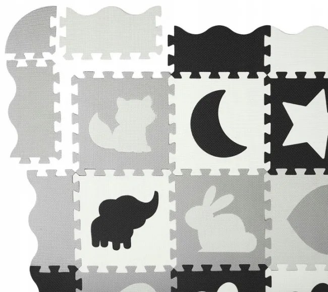 PENOVÉ VZDELÁVACIE PUZZLE 36 ks - XXL sivo / čierne