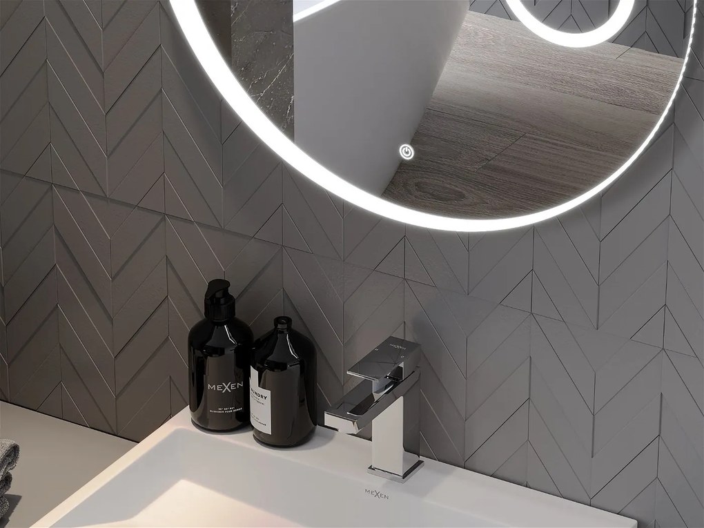 Mexen Ella, LED kúpeľňové zrkadlo s podsvietením a kozmetickým zrkadielkom 100x100 cm, 6000K, ochrana proti zahmlievaniu, 9811-100-100-611-00