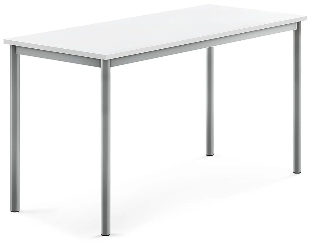Stôl BORÅS, 1400x600x720 mm, laminát - biela, strieborná