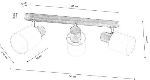 Spot-Light DO2248356 - Stropné bodové svietidlo TRENDY 3xE27/15W/230V borovica