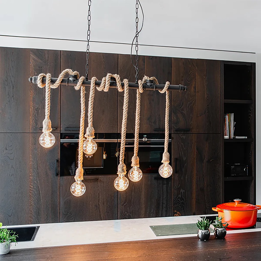 Inteligentné závesné svietidlo čierne 6-žiarovkové vrátane Wifi G95 - Plural