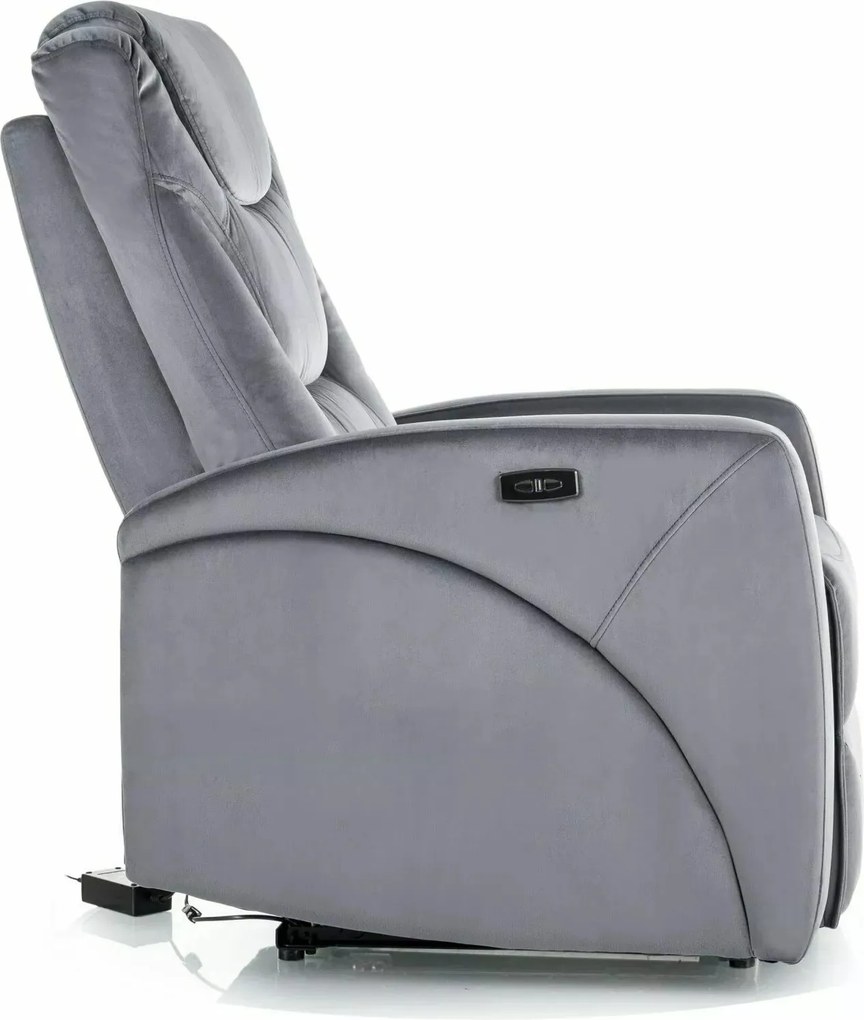 Elektrické polohovacie kreslo KRONOS Velvet sivé