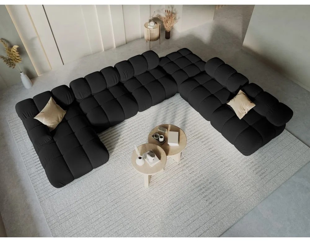 Čierna zamatová pohovka 379 cm Bellis – Micadoni Home