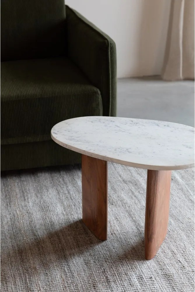 Odkladací stolík s mramorovou doskou 37x56 cm Tanda – White Label