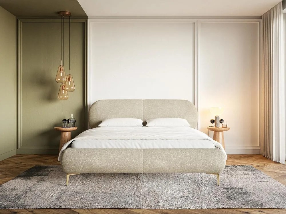 Manželská posteľ 140 cm Octave 140B (s roštom) (krémová + zlatá). Akcia -18%. Vlastná spoľahlivá doprava až k Vám domov. 1099958