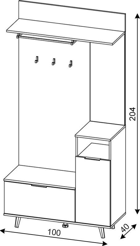 Předsíňová stěna Nordic 100 cm dub Evoke/grafit